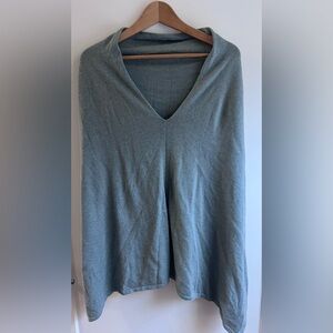Alashan Cashmere/ cotton blend Teal V-neck Poncho